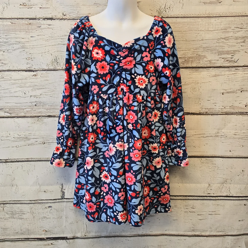 Millie Loves Lily Kids Casual Dress - Blue and Pink Floral Size 5